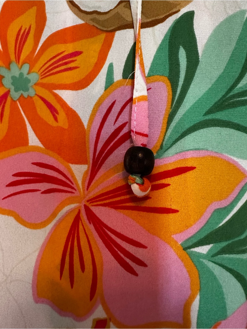 Rose & Olive Cream Tropical Floral blouse with Pink & Orange Accents - Picture 3 of 4